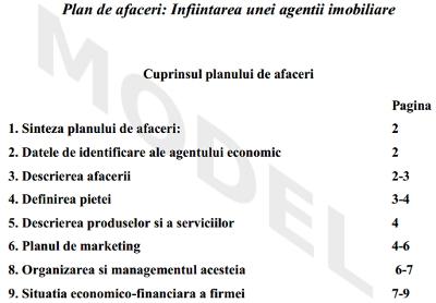 plan de afaceri imobiliare